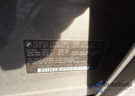 2011 BMW X5 xDrive35I/xDrive35I Premium/xDrive35I Sport Activity z USA, uszkodzony, nr VIN 5UXZV4C58BL410228